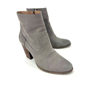 Frye Sacha Moto Short Grey Leather Western Ankle Booties 9.5M 3470579-DAS